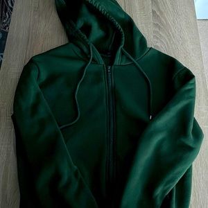 Shein Dark Green Zip-Up Hoodie.